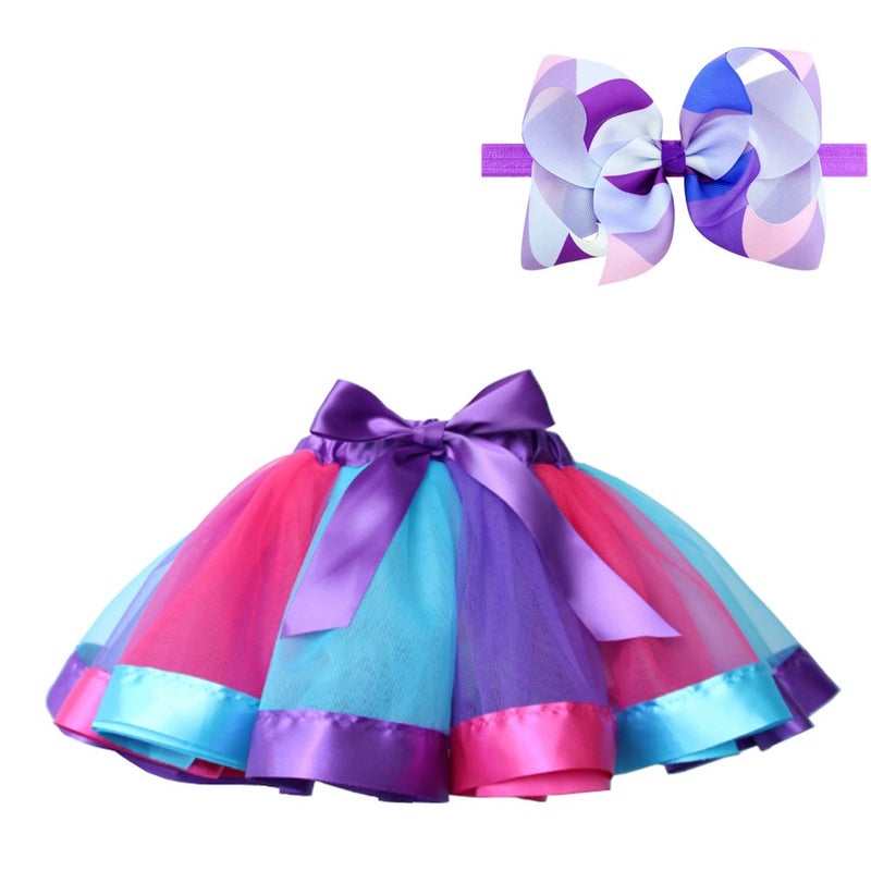 BGFKS LayeredTulle Rainbow Tutu Skirt for Newborn Baby Girls 1st Birthday Photography Outfit Sets. - Image 1